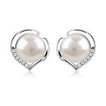 B.Catcher Pearl Earrings Freshwater 10mm Pearl Studs Earring Heart Set