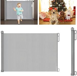Retractable Stair Gate for Baby Pet, Extra Wide Baby Gate One-Hand Operation Safety Gate, Kids Safety Gate for Stairs, Hallways, Kitchen, Garden, Indoor and Outdoor 130 * 88.9cm(W*H)