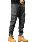 L'MONTE Imported Men's Slim Fit Casual Cotton Cargo Joggers Track Pants with Expandable Elastic Waist (36, Grey)