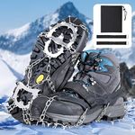 AGPTEK Ice Cleats 28 Teeth Snow Traction Ice Grippers Crampons Stainless Steel Spikes Attaches Over Women Men Shoes Boots Anti-Slip for Hiking Fishing Walking Climbing Mountaineering