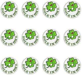 GOLTERS Golf Ball Markers Assorted Patterns Value Pack of 12 Golf Gifts, Golf Cap Clips and Divot Repair Tools Parter Accessories Sets for Men Women Kids Golfer(12 Clover)