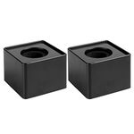 STOBOK 2 Pcs Microphone Flag Station Portable Square Cube Interview Mic Microphone Logo Flag Station Equipment, ABS Material, Black