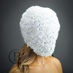 Haute Fashion Masquerade Masks Floral Studded Full Face Mask Cover Halloween Wedding Masquerade Mask Couture Ski Mask (White)