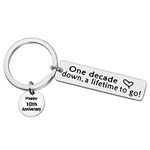 Ximalun 10th Anniversary Keyring Gifts for Him Her 10 Year Anniversary Present for Couple Valentines Gifts 10th Wedding Anniversary Keyring Gifts for Husband Wife