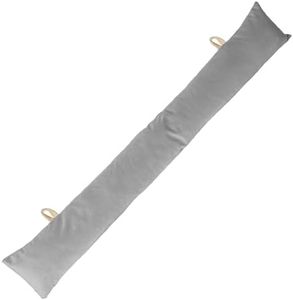 1x Grey 80cm x 12cm Velvet Draught Excluder - Long Front Door Draft Excluder Stopper Blocker Insulation Bottom Cushion - by Nicola Spring