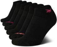 Reebok Women's Athletic Socks Performance Cushioned Low Cut Socks (6 Pack), Black Logo, 4-10