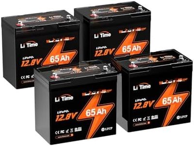 LiTime 4Pack 12V 65Ah LiFePO4 Battery, Group 22NF Wheelchair Lithium Battery with Low-Temp Protection, Built-in 65A BMS, 832Wh Energy for Electric Wheelchair, Mobility Scooter, Trolling Motor, Camping