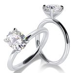 1 Carat Oval Cut Moissanite Engagement Ring for Women 925 Sterling Silver Solitaire Rings D Color Lab Created Diamond Promise Wedding Ring for Her Size 4.5