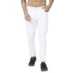 Spykar Men White Cotton Stretch Slim Fit Narrow Length Clean Look Low Rise Jeans (Skinny)