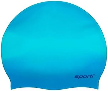 Sporti Multi Color Silicone Swim Cap - Aqua/Blue/Multi
