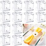 Flower Napkin Rings Acrylic Napkin Holder for Cloth Napkins Flower Bud Square Napkin Ring Clear Napkin Holders Bud Vase Combo for Table Parties, 1.77 x 1.97 Inch (12 Pcs)