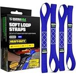 Rhino USA Soft Loop Motorcycle Tie-Down Straps (4PK) - 10,427lb Max Break Strength 1.7" x 17" Heavy-Duty Tie Downs for use w/Ratchet Strap