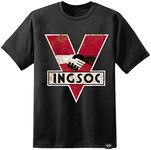 Digital Pharaoh 1984 INGSOC Big Brother Distressed Style T Shirt Print (2XL) Black