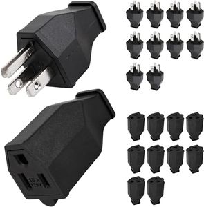 BlueStars Set of 10 (20 Pieces) Extension Cord Plugs 125V 15A 2 Pole 3 Wire with Male Plug and Female Connector Straight Blade Plug Grounding Type, NEMA 5-15P & 5-15R