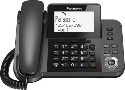 Panasonic Corded & Cordless Home Phone Kit – Answerphone, Call Blocker, Black