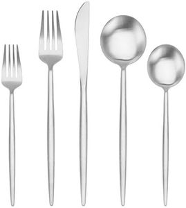 Matte Silverware Set BEGEEL,Satin Finish 20 Piece Stainless Steel Flatware Set,Service for 4,Metal Tableware Cutlery Set,Kitchen Dinnerware Utensils Sets for Home and Party,Dishwasher Safe