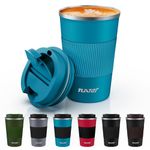 Tlater Travel Mug, Insulated Coffee Cup with Leakproof Lids Reusable Coffee Cups Travel Car Coffee Mug Double Walled Vacuum Stainless Steel for Hot and Iced Drinks (380ml) (Blue 03)