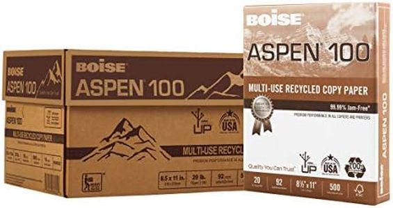 Boise Paper 100% Recycled Multi-Use Copy Paper, 8.5" x 11" Letter, 92 Bright White, 20 lb, 10 Ream Carton (5,000 Sheets)