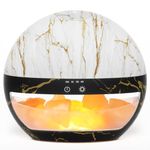 2-in-1 Essential Oil Diffuser with Himalayan Salt Lamp, 100ml Small Ultrasonic Aromatherapy Diffuser for Essential Oil, Cool Mist Humidifier, with Timer, Auto Shut-Off, Ambient Glow (Marble)