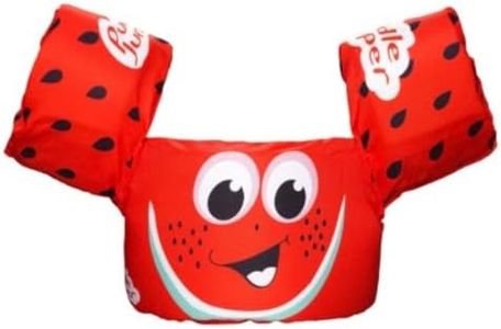 Arrowmax Cute Printed Cool Beach/Pool Party Float Arm Bands Swimming Trainer Vest Life Jacket Safety Gear for Baby Boys and Girls from 2 to 6 Years 22 to 55 lbs (Red)