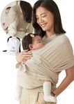 Konny Baby Carrier FLEX Elastech - Adjustable Carrier, Hassle-Free, Easy to Wear Infant Sling Wrap, Perfect for Newborn Babies up to 44 lbs Toddlers (XS-XL) - Neutral Beige