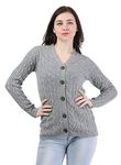 Kalt Women's Acrylic V-Neck Sweater (W801 LGM S_Grey Melange_Small)