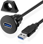 URWOOW Small USB3.0 Flush Mount - USB 3.0 Extension Mount, Dash Mount, Flush Mount, Panel Mount Cable, for Car, Boat, Motorcycle (3 feet)