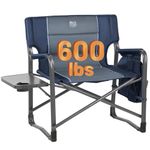 TIMBER RIDGE XXL Upgraded Oversized Directors Chairs with Foldable Side Table, Detachable Side Pocket, Heavy Duty Folding Camping Chair up to 600 Lbs Weight Capacity (Blue) Ideal Gift