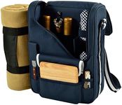 Picnic at Ascot 535X-BLB Bordeaux-Wine & Cheese Cooler Bag, Navy/White