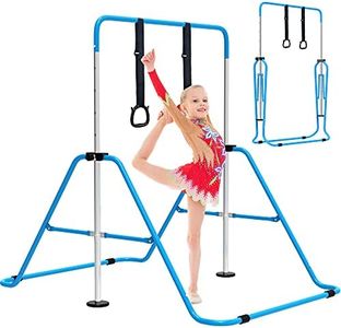 EVERYMILE Gymnastics Bars, Junior Training Kip Bar Gymnastics Equipment for Home,Adjustable Height Folding Horizontal Bar with Gymnastic Rings for Kid
