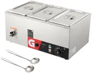 GarveeTech 110V 3-Pan Commercial Food Warmer, 1200W Electric Steam Table, Professional Stainless Steel Buffet Bain Marie 6.3 Quart - Precise Temp Control, Food-Grade Stainless Steel