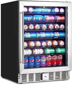 Garvee 24-inch Beverage Refrigerator, 166 Can Beverage Fridge Built-in Glass Door, and Freestanding Beverage Cooler Digital Temperature Control 36°-60°F Soda Beer Fridge for Kitchen, Bar, or Office.