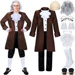 Xtinmee 12 Pcs Colonial Costume Men 18th Century Costume Adult Halloween Outfit Set for Cosplay Party (Small)