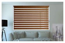 Zebra Blind for Windows Dual Layer Zebra Roller Shades Light Filtering Sheer Window Treatments Privacy Light Control for Day and Night Color Brown(W110 x H140)