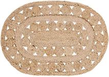VHC Brands Celeste Braided Jute Oval Welcome Mat Farmhouse Handwoven Boho Area Rug, 20x30
