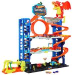 Hot Wheels Let's Race Netflix - City Ultimate Garage Playset with 2 Die-Cast Cars, Toy Storage for 50+ 1:64 Scale Cars, 4 Levels of Track Play, Defeat the Dragon, HKX48