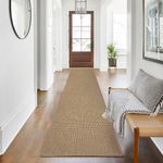 IOHOUZE Washable Runner Rug 2.6'x10' Rubber Backing Long Hallway Runner Entryway Runner Indoor, Kitchen Rugs Woven Cotton Floor Carpet for Hall Entrance, Natural