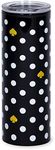 Kate Spade New York 16 Ounce Insulated Travel Mug with Lid, Black Double Wall Thermal Tumbler for Coffee/Tea, Polka Dots