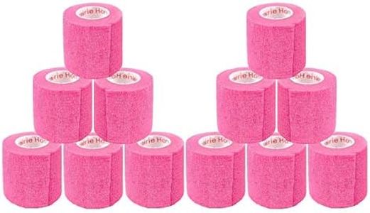 2 Inch Vet Wrap Tape Bulk (Neon Pink) (Pack of 12) Self Adhesive Adherent Adhering Flex Bandage Rap Grip Roll for Dog Cat Pet Horse