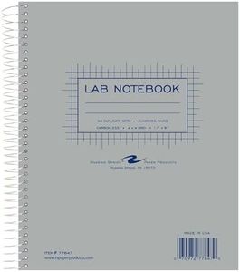 ROARING SPRING Science Lab Notebook, 4x4 Graph Ruled, 50 Numbered Carbonless Sets, 11" x 9", White/Blue Paper, Proudly Made in USA, Hard Board Cover