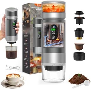 VHV Machine à Café Portable de Voyage,12V Chauffage Rapide 3 En 1 Cafetiere Portable, Auto-Chauffage de 4 à 6 Minutes, Grandes Capsules,Café Moulu,Pour Le Camping,Bureau,Maison,Voiture (Gris)
