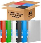 BAZIC Products 3 Ring Binder – Assorted Matte Color Cover, Soft Cover School Notebook Binder, Ideal Use for School, Home, or Office, 1 Inch Holds 175 Sheets, 48-Packs