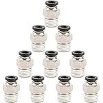 Toolly Pneumatic Male Straight 1/4 Inch Tube OD x 1/4 Inch NPT Thread Push to Connect Fittings PC-1/4-N2 (Pack of 10)