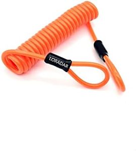 LORADAR Lock Safety Cable for Motorcycle, 6.5 Feet, Disc Lock Reminder, Orange