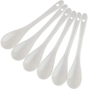 Juego de 6 cucharas de porcelana para huevos hervidos suaves, café, té, postres, cucharas de cerámica (6 cucharas de huevo)