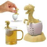 FEJANPON Funny Silicone Tea Infuser, Cute Dinosaur Tea Strainers for Loose Tea Silicone Tea Holder Funny Dinosaur Tea Infuser Ball Tea Steeper(Yellow)