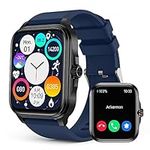 EGQINR Smart Watch, Fitness Watch with HRV/Mett/Heart Rate/Temperature/Blood Oxygen/Sleep Monitor, IP67 Waterproof Smartwatches Compatible with Android IOS Blue