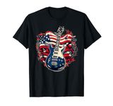 Rock star guitar with American flag for boys and girls T-Shirt