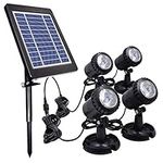 PChero Pond Lights, Solar Powered Underwater Landscape Spotlight with 4pcs IP68 Submersible Lamps for Garden, Pools, Ponds and Other Outdoor Decorations - [White]