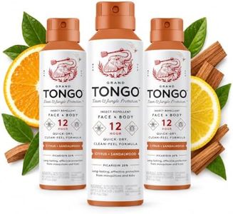 Grand Tongo Citrus + Sandalwood Insect Repellent, 12-Hour Mosquito & Tick Protection, Picaridin-Based, Water-Based, Lightweight, Quick-Drying, Vanishing Scent, DEET Alternative, Face & Body Use,3 Pack